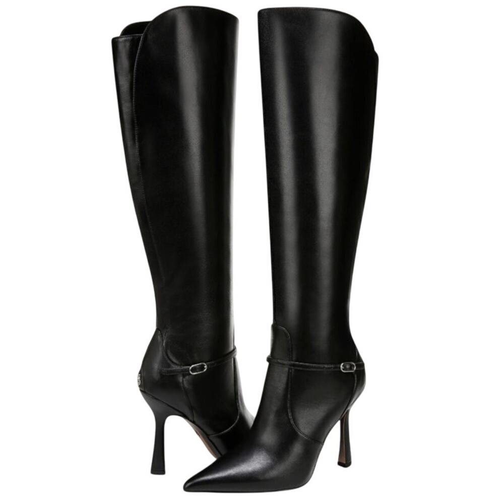 Sam Edelman Womens Elia Above Knee Boots US 6.5 M WIDE CALF Black Leather NIB